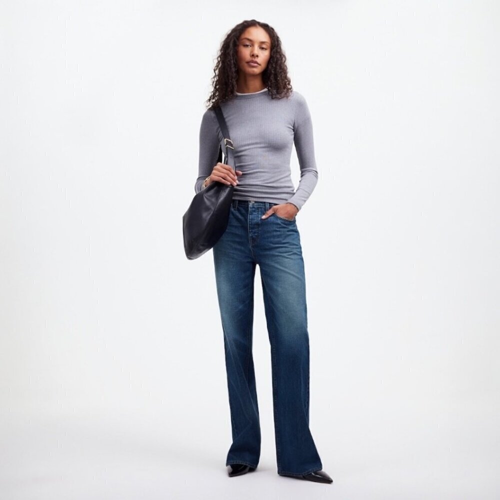 MADEWELL Tall Low-Slung Baggy Wide Legs Jean in Moffat Wash Size 29T***